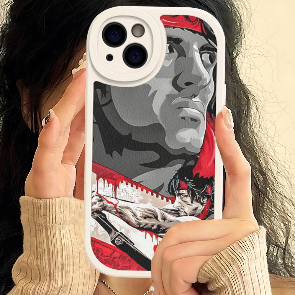 1pc Movie Rambo First Blood Leather Phone Case For IPhone 16 15 14 13 12 11 Pro Max Plus Shockproof Cover