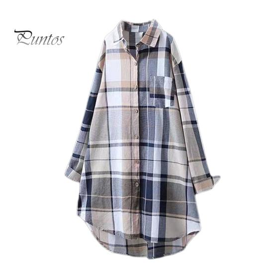 

Женская рубашка с лацканами, длинным рукавом, цветной клетчатый принт, рубашка с карманом, свободный крой, однобортная рубашка средней длины S