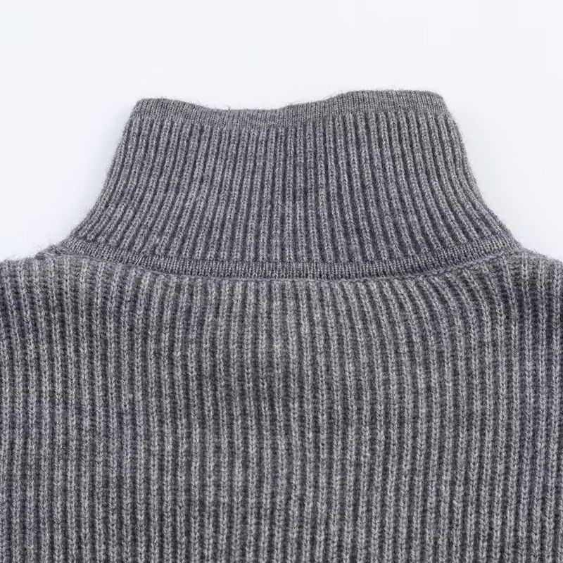 Za New Fall Women's Clothing 2025 Fashion Wind Stylish Fashion Color Contrast High Collar Loose Knitted Cardigan Top