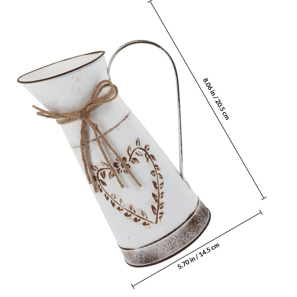 Heart Shaped Flower Vase Decorative Metal Iron Bucket for Natural Artificial Flowers Vintage Farmhouse Style Tabletop Ornament