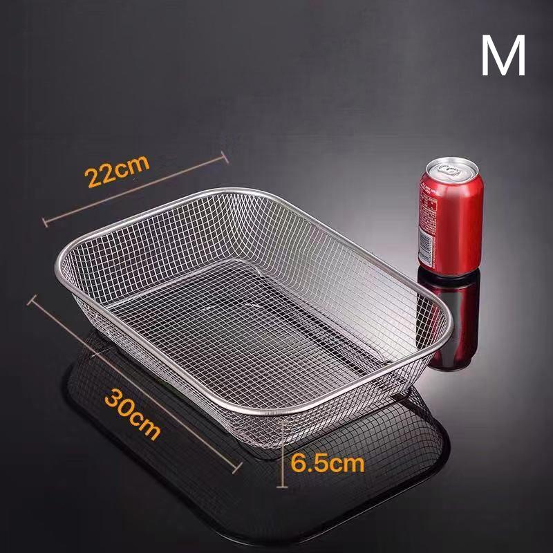 Stainless Steel Air Fryer Grill Mesh Basket Non Stick Tray for Oil Free Roasting and Crisping Home Cooking Accessory
