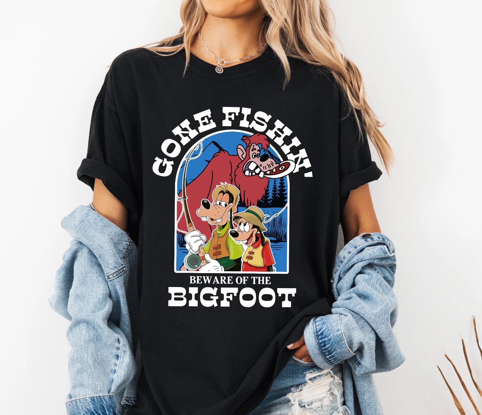 Disney Goofy Max Goof Gone Fishin  Beware Of The Bigfoot Tee Unisex Shirt 2XL