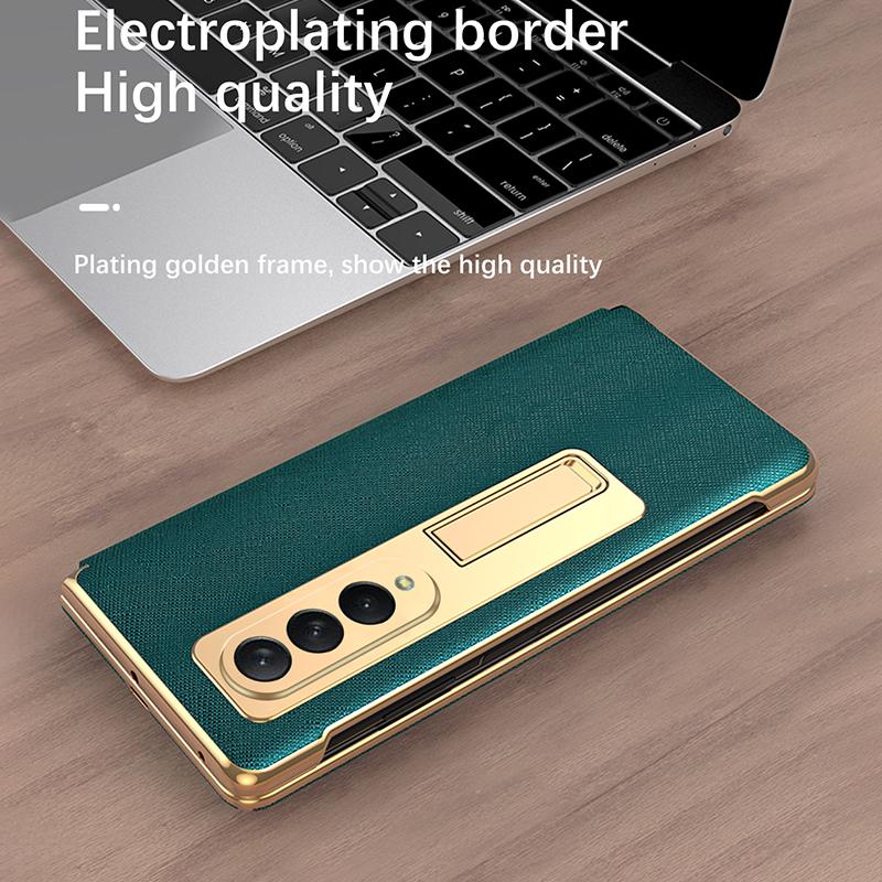 Pentru Samsung Galaxy Z Fold 4 3 2 5g Husă din piele din sticlă din față Husă cu suport cu suport pentru Samsung Z Fold 4 Husă cu protecție completă