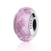 Pink Glass Charm with Particles, Glass Bead, Silver 925