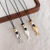 2026 Trendy Metal Fish Pendant Long Chain Leather Cord Necklace For Women Men Summer Fashion Personalized Charm Neck Jewelry