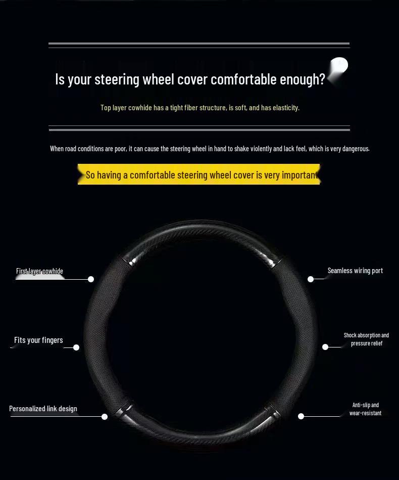 Ford Steering Wheel Cover: Genuine Leather for Edge, Edge-S, Focus, EcoSport, Taurus, Escape, Mondeo - All-Season Use