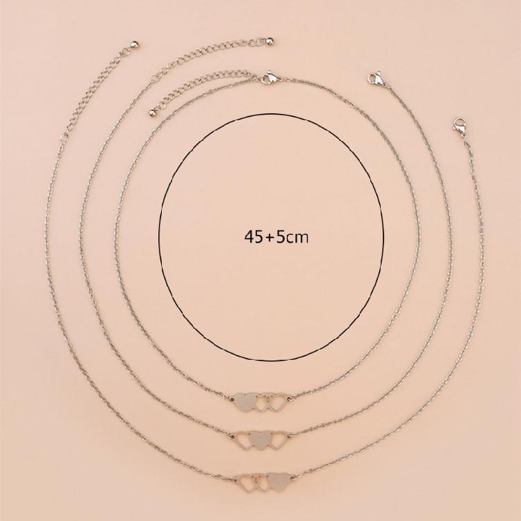 Necklace Suitable for 3 BFF Matching Heart Pendants Long Distance Friendship