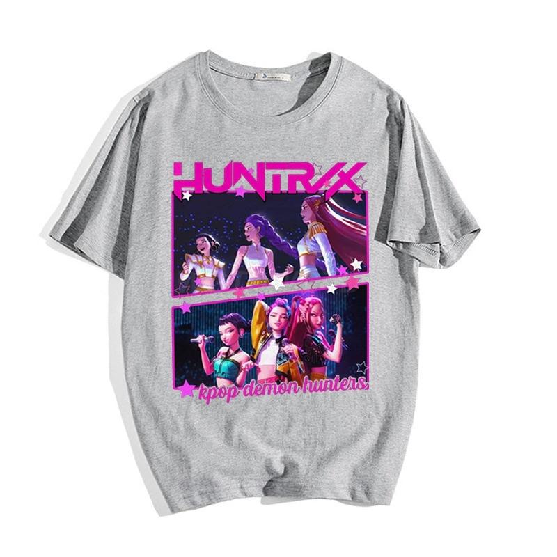 Anime Kpop Demon Hunters T-shirt Men Women Fashion Cartoon Graphic Printed Trend Street Crewneck T Shirt Oversized Tshirt