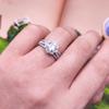 S925 Sterling Silver Cushion Cut Moissanite Ring VVS1 D Color Rose Flower Design 1 Carat Wedding Promise Ring for Women