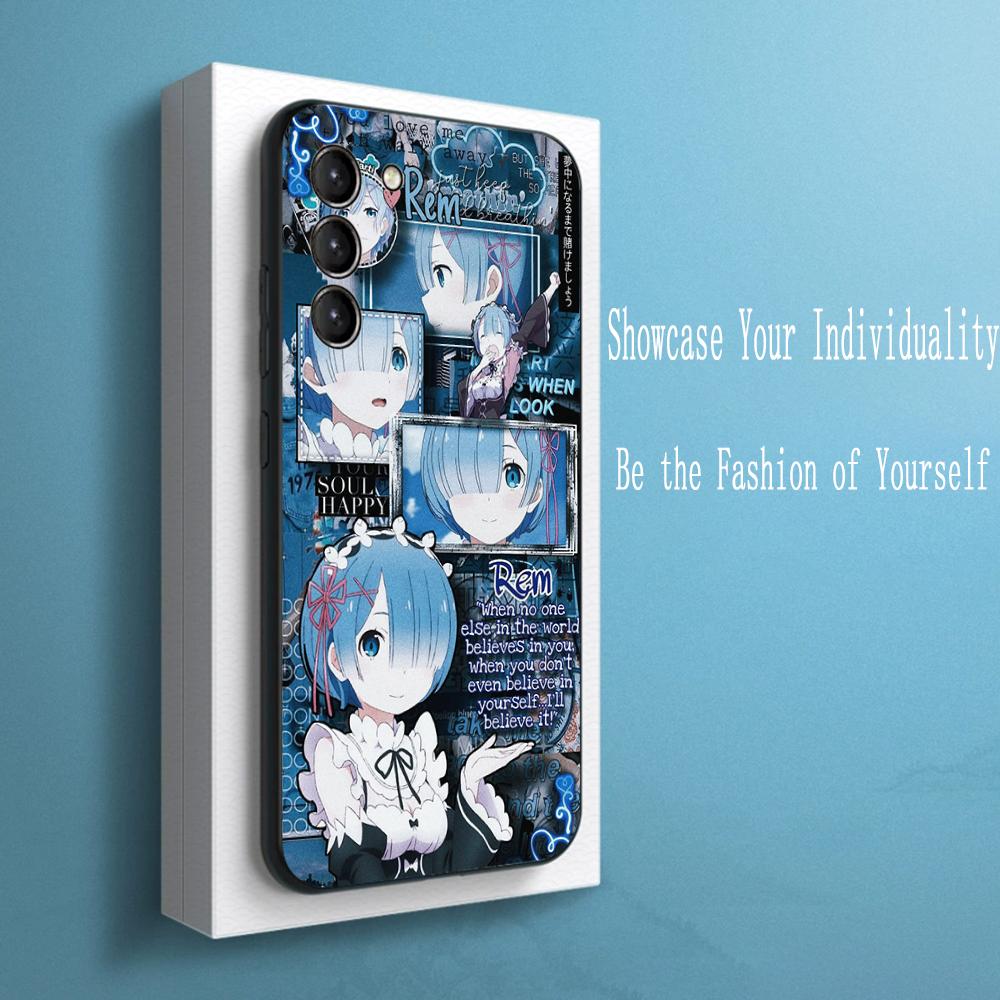 Re zero cute girl classic anime pattern Phone Case For Samsung Galaxy S26 S25 S24 S23 S22 S21 Plus Ultra Note20 Soft Black
