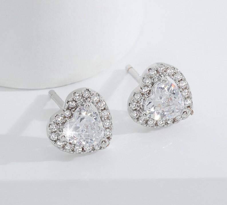 925 sterling ezüst női luxus kristály kerek fülbevaló vintage esküvői ékszer fehér cirkon kő fülbevaló