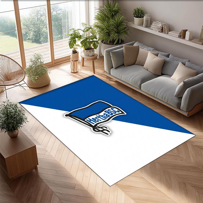 Hertha Bsc FC Soccer Football Pattern Soft Area Rug Non Slip Indoor Floor Carpet Sports Decor Mat for Bedroom