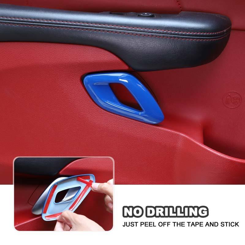 Pegatinas de cubierta decorativa para manija de puerta interior, aptas para Dodge Challenger 2015 Up, accesorios de coche ABS