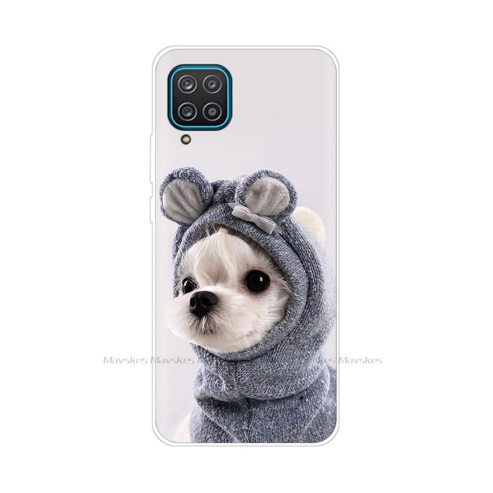Soft Silicon Cover For Samsung Galaxy A12 Case Cute Flower Cat Bumper For Samsung A12 Phone Case Cover For Samsung A12 A 12 6.5"