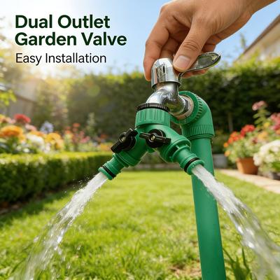 1/2"-3/4" Y Water Splitter 1In2Out Valve Hose Connector Faucet for Car Wash Irrigation Gun Washing Machine