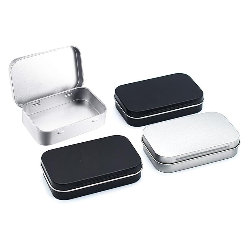 1 st Rektangulär Tom Mini Plåtburk Tennplåt Tryckgodis Pillerfodral Behållare Burk Gångjärnsförsedda Behållare Metall Liten Organizer Förvaringslåda