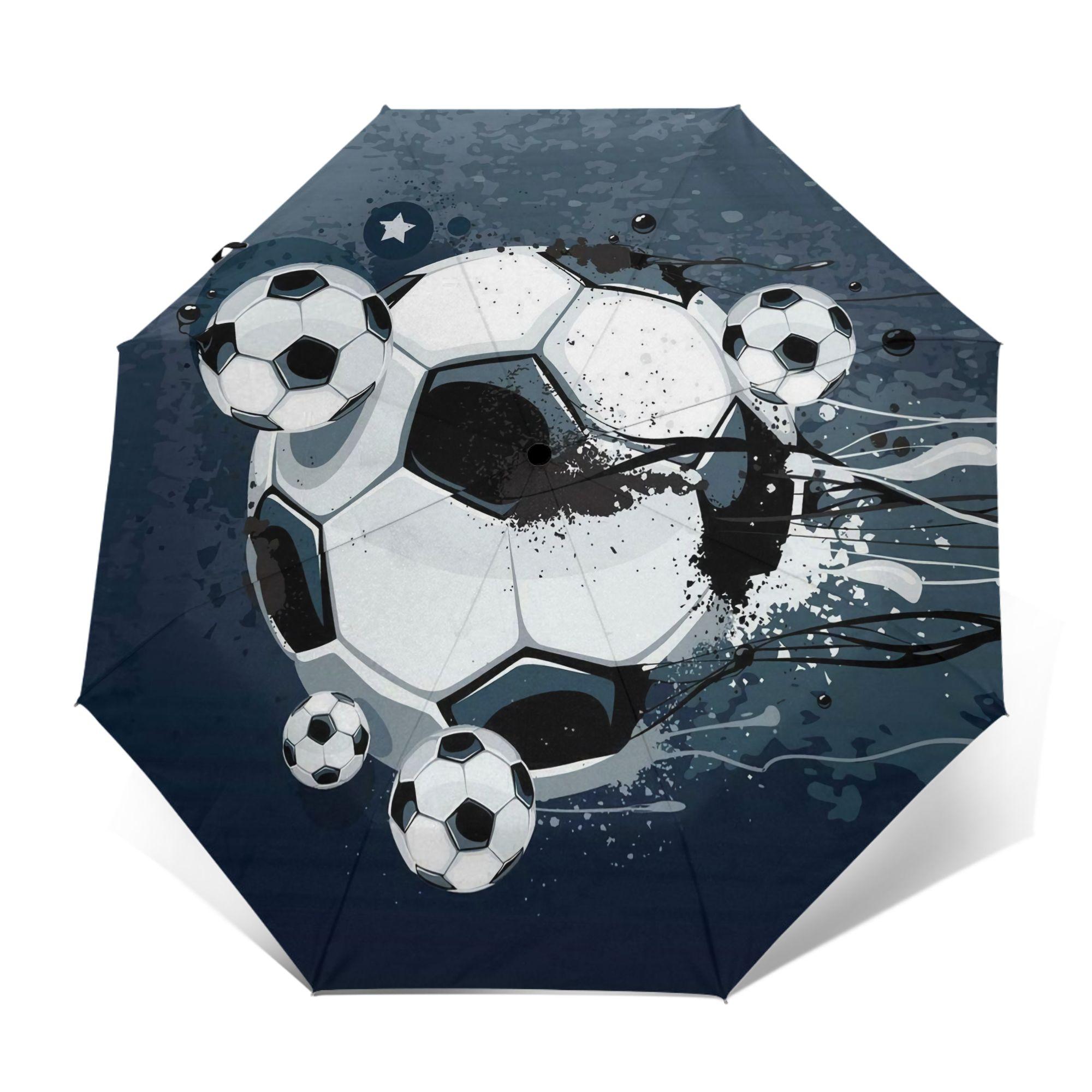 

Compact Umbrella Featuring a Soccer Ball Design - Automatic Open And Close, Resistant to Wind, Offers, Perfect for Sports Enth Iron&8K