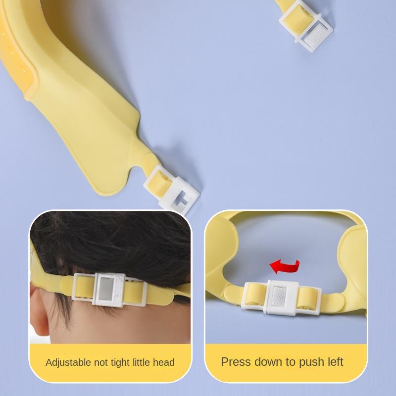 Children Waterproof Shampoo Cap Crown Baby Shower Cap Adjustable Size Cartoon Bath Visor Infant Hair Shield Ear Protection