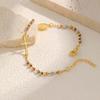 Three-color Holy Rosary Cross Bracelet for Women,Round Bead Stainless Steel Gold Color Bracelet,Virgin Mary Christianity Jewelry