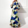New summer models, European and American women's clothing, casual commuting bubble sleeve printed loose dress
