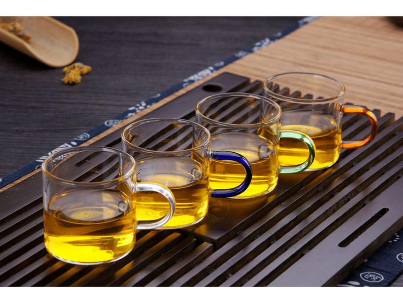 Heat-Resistant Glass Tea Cup with Handle - Household Gongfu Style, Transparent and Thickened for Individual Use