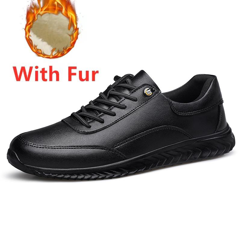 Modische Herrenschuhe aus echtem Leder Bequeme handgefertigte Skateboard-Schuhe für Herren Warme Plüsch-Winter-Sneaker Leichte Herren-Sportschuhe