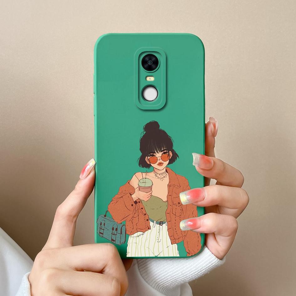 For Redmi Note 10 10S 10T 5 7 7S 8 9 9S 9T K80 Pro Max Plus Phone Covers Elegant Girls Pattern Liquid Silicone Camera Protection Cases For Redmi Shell