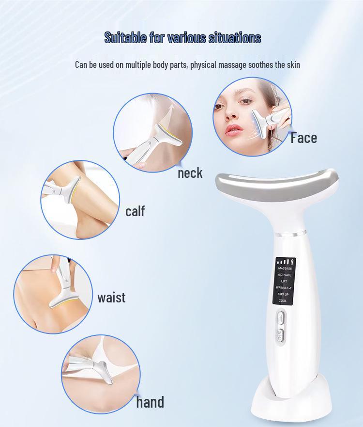 Ice Compress Neck & Facial Vibration Massager - Multi-Function Beauty Wrinkle Device