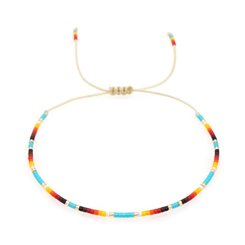 Colorful Boho Handmade Beaded Bracelets Seed Bead Stackable Strand Friendship Bracelet Summer Beach Vacation Jewelry Gift