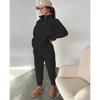 Spring and Autumn Women's Fashion Button Up Collar Hoodie Loose Pants, Hoodie Set