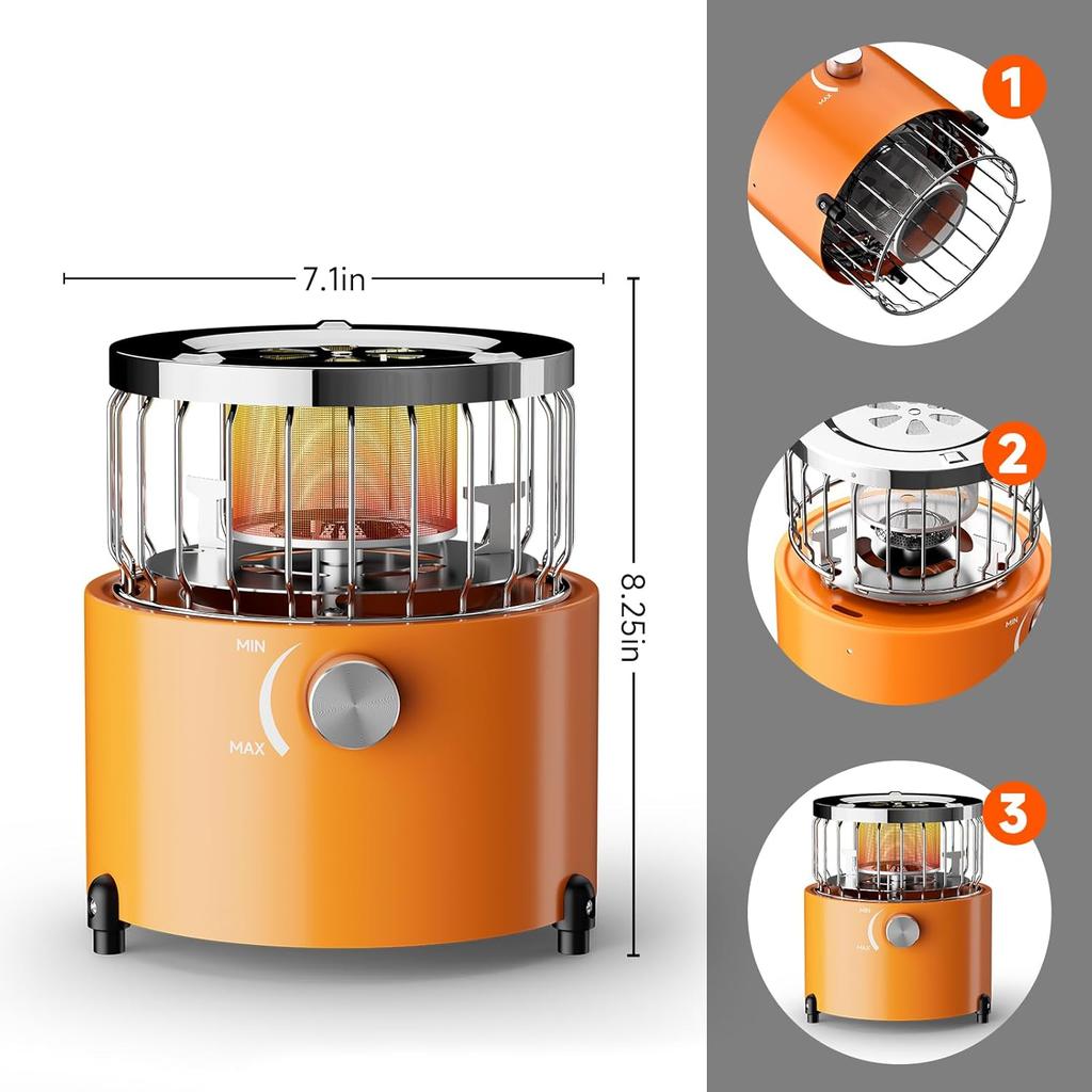 TLOG 2 in 1 Portable Propane Heater & Stove, 9000BTU Propane Heater with Handle, Adjsutable Vents and Flames, Portable for Outdoor,Camping, Ice