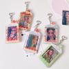 Acrylic Kpop Photocard Holder Keychain Cake Dessert Shape Transparent Campus Card Protective Case 3 Inch