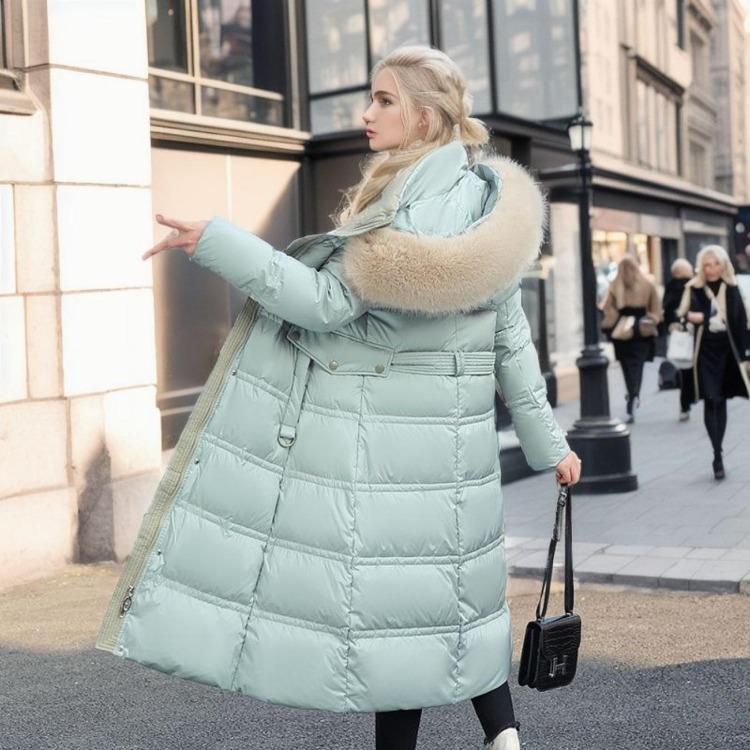 Parkas de Lana de Cordero y Algodón Cálidas y Esponjosas con Cuello con Capucha Abrigo Largo Medio Chaqueta de Invierno con Cremallera