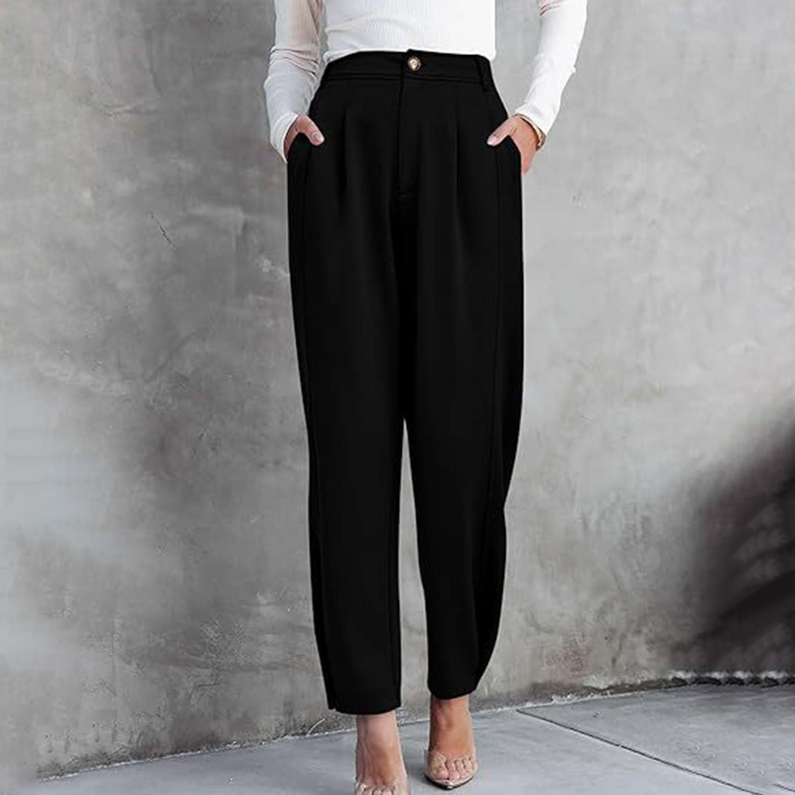 

Женские однотонные повседневные свободные удобные рабочие деловые брюки для делового костюма XL чёрный