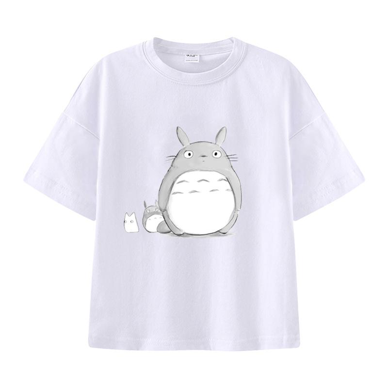 New Summer Cotton Cartoon Totoro Printed T-shirt for Children, Street Men and Women, Summer Fashion Casual Top, T-shirt