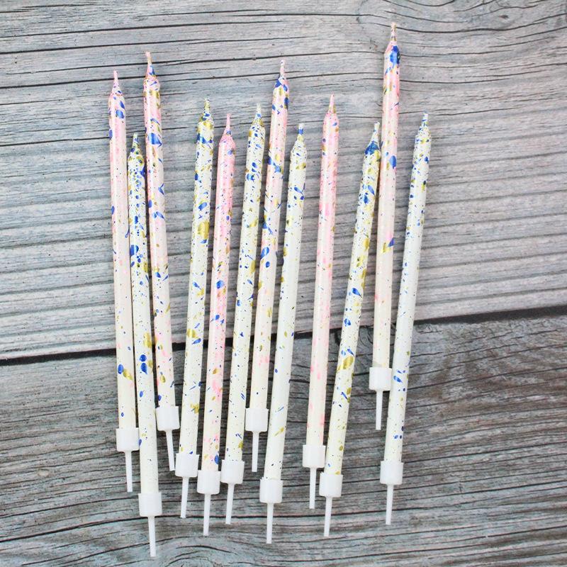 New Gold Stamping Card 6-pack Long Pole Candles Creative Party Baking Decorative Art Pencil Candles
