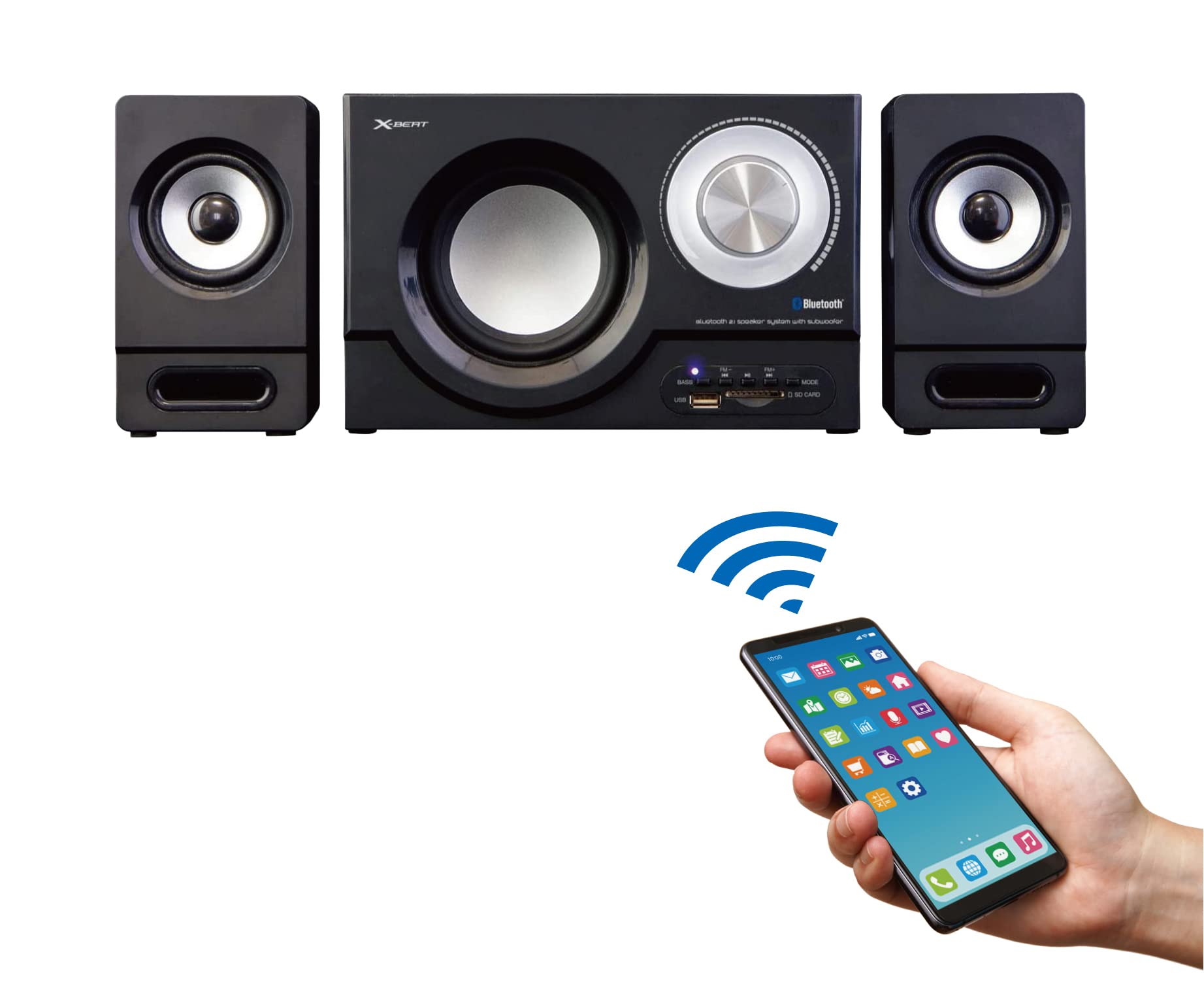 

Bluetooth-динамик 31 Вт Выходной сабвуфер Высокое качество звука для ПК X-BEAT 2.1ch BZSP-30AIU(BK) чёрный