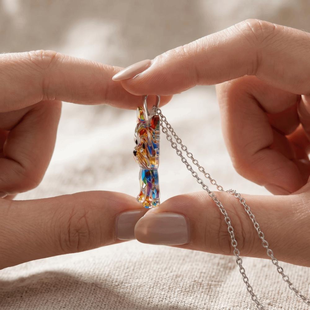 2D Flat Yorkshire Terrier Necklace Acrylic Long Sweater Chain Creative Dog Pendant Necklace Girl