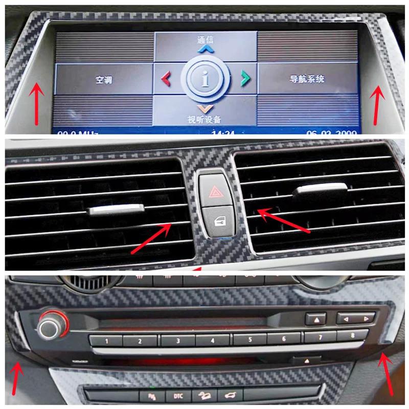 Carbon Fiber Style Center Console Trim Sticker for BMW X5 X6 E70 E71 Interior Panel