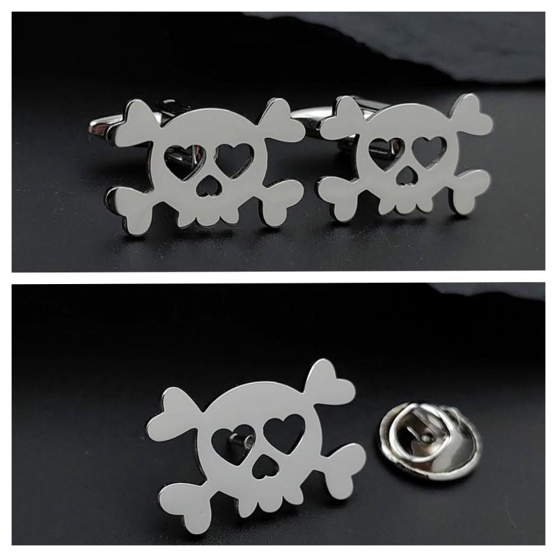 Ghost Horse Skull Brooch Cufflinks Punk Creative Personality Style Stainless Steel Material Not Easy To Fade Wear-resistant Accessories Decoration