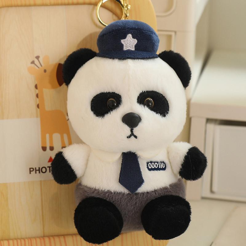 The New Police Panda Plush Toy Doll Sheriff Panda Doll Cute Turn Bag Pendant Car Display A Boy Holiday Gift