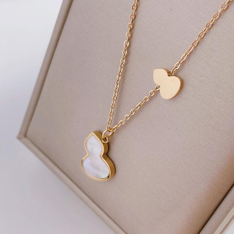 

Подвеска в виде тыквы из розового золота 18 карат - Цепочка на ключицу из титановой стали для женщин, Дизайн в стиле легкой роскоши.