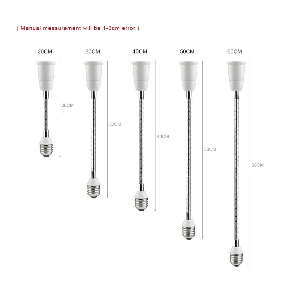 20CM 30CM E26/E27 Light Socket Extender Adapter E26 to E26 Socket Extender Bendable Flexible Adjustable Extension Lamp Base
