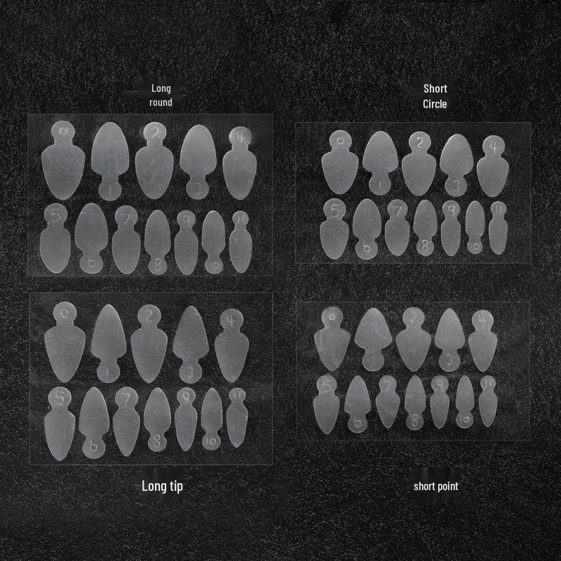 12-Piece French Style Nail Art Crystal Gel Mold Kit - Long, Round, Short, Pointed Stickers with Silicone Mold