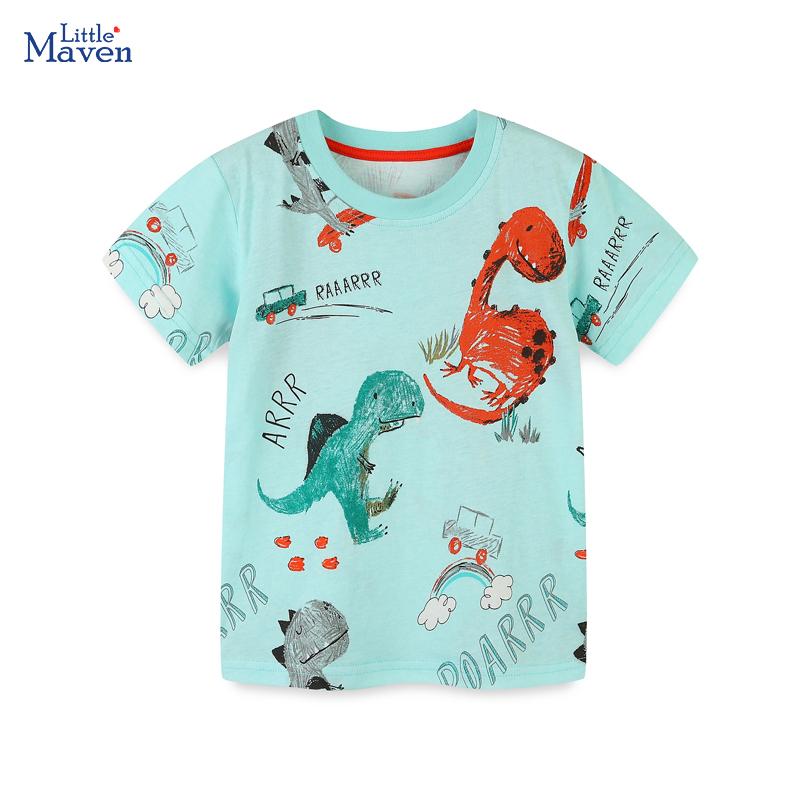 Little Maven New Summer Tops Children's Clothing T-shirts Cartoon Dinosaurs Fashion Infant Baby Boys Kids Clothes