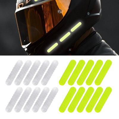 10pcs Helmet Warning Reflective Stickers Night Safety Driving Accessories Fluorescent Decorative Stickers Motorcycle Car Decal