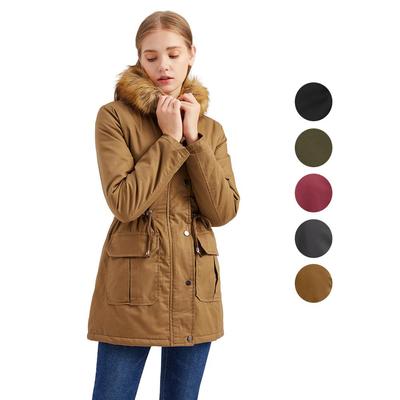 Women Winter Coat Puffer Military Jacket Sherpa Lined Warm Cotton Parka Faux Fur Hooded Fleece Padded Thicken Overcoat Casual Daily Outdoor Outerwear