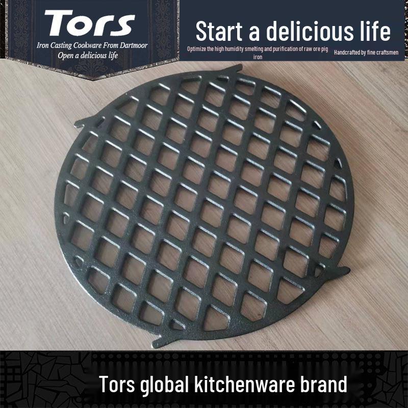 Tors Export BBQ Grill Accessories: Four-Pronged Round Grate with Pivot Point and Rhomboid Hole Cast Iron Grate.