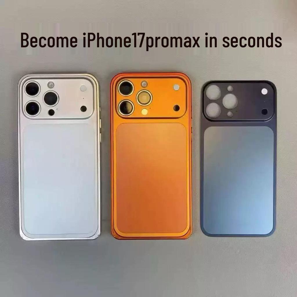 iPhone 13-16 Protective Case with Metal Back Panel and iPhone 17 Frosted Back Film