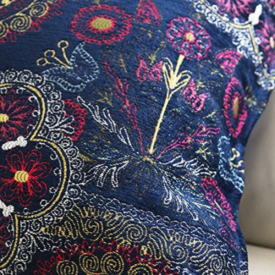Chenille Cushion [Turkish Design] Cover, 45cm, Samarkand/Navy (f48samarkand_navy)